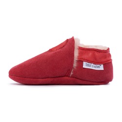 Chaussons cuir FOURRES Rouge, 100% Mouton, peau lainée