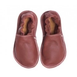 Chaussures cuir marrons souples \\"P'tite Gomme\\", semelle caoutchouc bébé/enfant/adulte