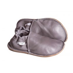 Chaussures cuir grises souples \\"P'tite Gomme\\", semelle caoutchouc bébé/enfant/adulte