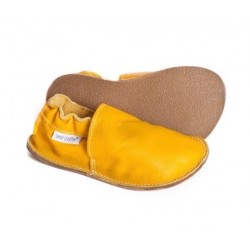 Chaussures cuir Jaune soleil souples \\"P'tite Gomme\\", semelle caoutchouc bébé/enfant/adulte