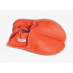 Chaussures cuir orange volcan souples \\"P'tite Gomme\\", semelle caoutchouc bébé/enfant/adulte