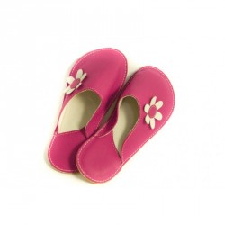 Chaussons cuir adulte Babs Fushia Fleurs