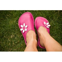 Chaussons cuir adulte Babs Fushia Fleurs