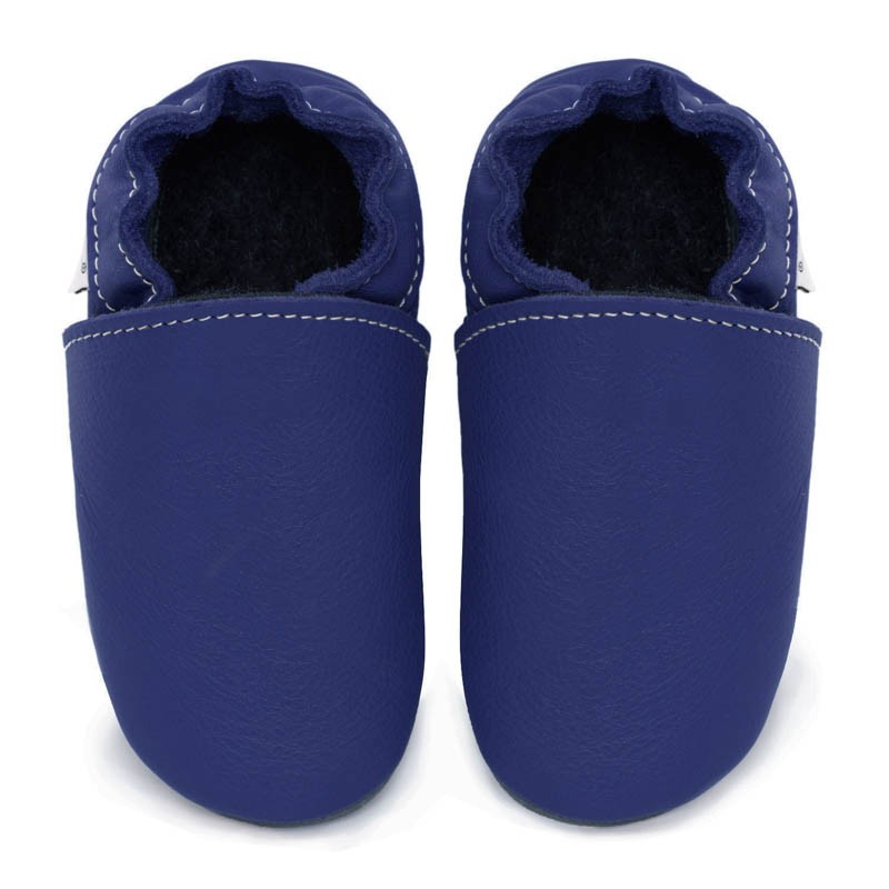 Chaussons cuir FOURRES Bleu roi bébé/enfant/adulte