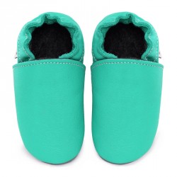 Chaussons cuir FOURRES Bleu/Caraïbe bébé/enfant/adulte