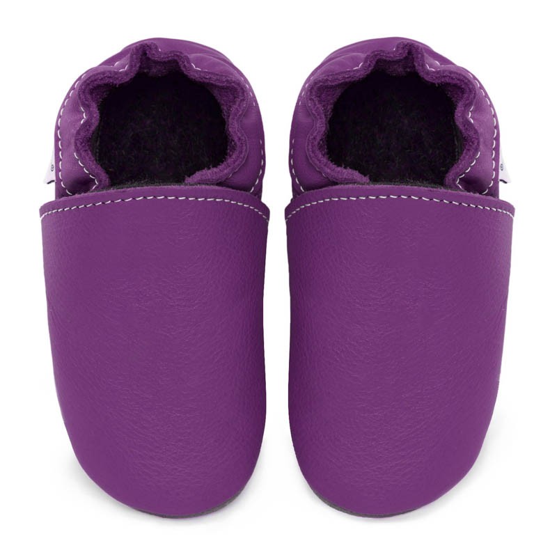 Chaussons cuir FOURRES adulte Violet