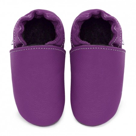 Chaussons cuir FOURRES Violet bébé/enfant/adulte