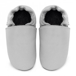 Chaussons cuir FOURRES adulte Gris clair