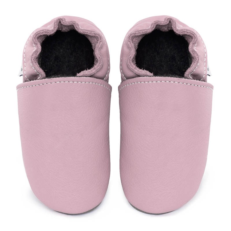 Chausson bébé en cuir rose