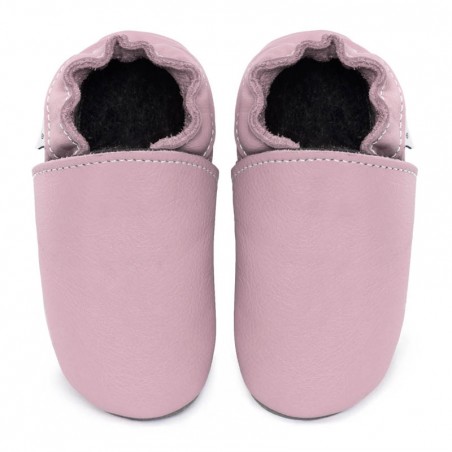 Chaussons cuir FOURRES Rose/Camel bébé/enfant/adulte