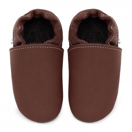 Chaussons cuir FOURRES adulte Marron