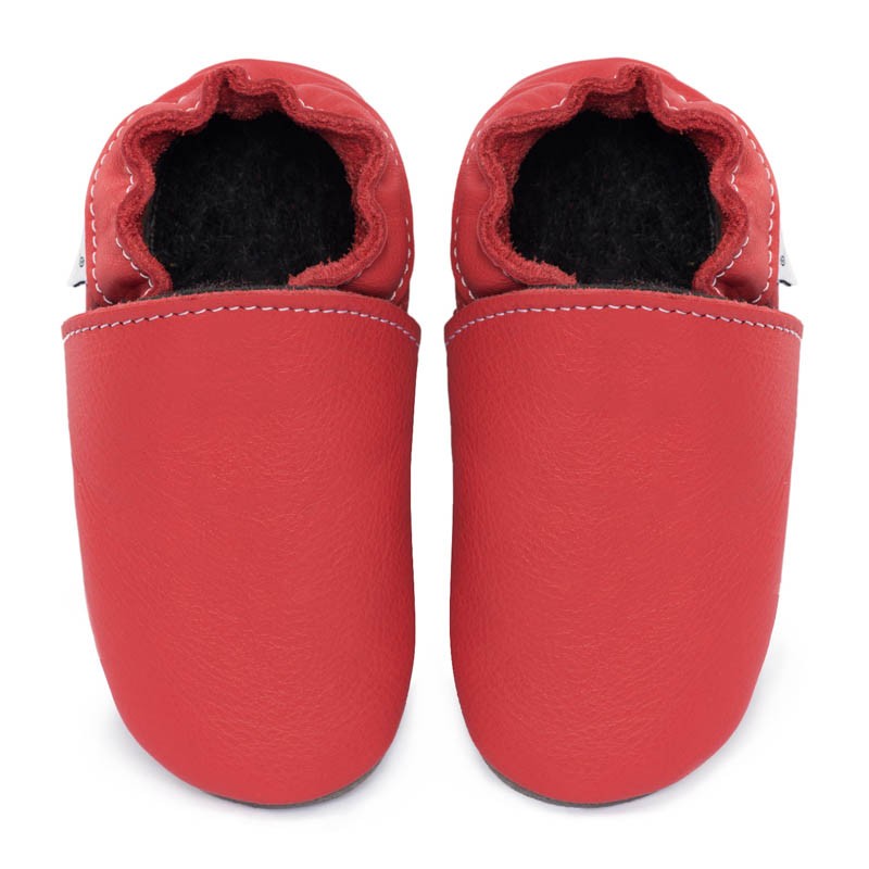 Chaussons cuir FOURRES Rosso Fueco bébé/enfant/adulte