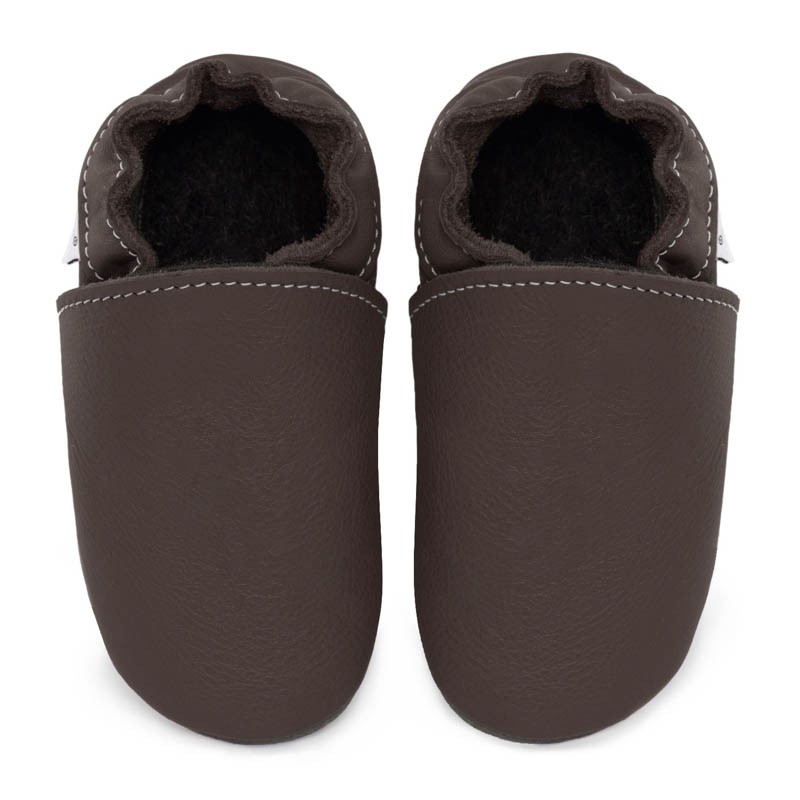 Chaussons cuir FOURRES Taupe bébé/enfant/adulte