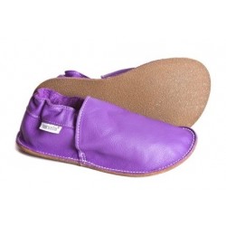 Chaussures cuir violettes souples \\"P'tite Gomme\\", semelle caoutchouc bébé/enfant/adulte