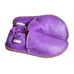 Chaussures cuir violettes souples \\"P'tite Gomme\\", semelle caoutchouc bébé/enfant/adulte