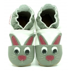 Chaussons cuir souple Lapin
