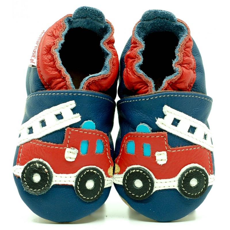 Chaussons cuir souple Camion de Pompier Chaussons cuir souple Camion de Pompier