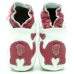 Chaussons cuir souple Elephant rose