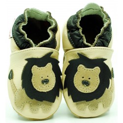 Chaussons cuir souple Lion