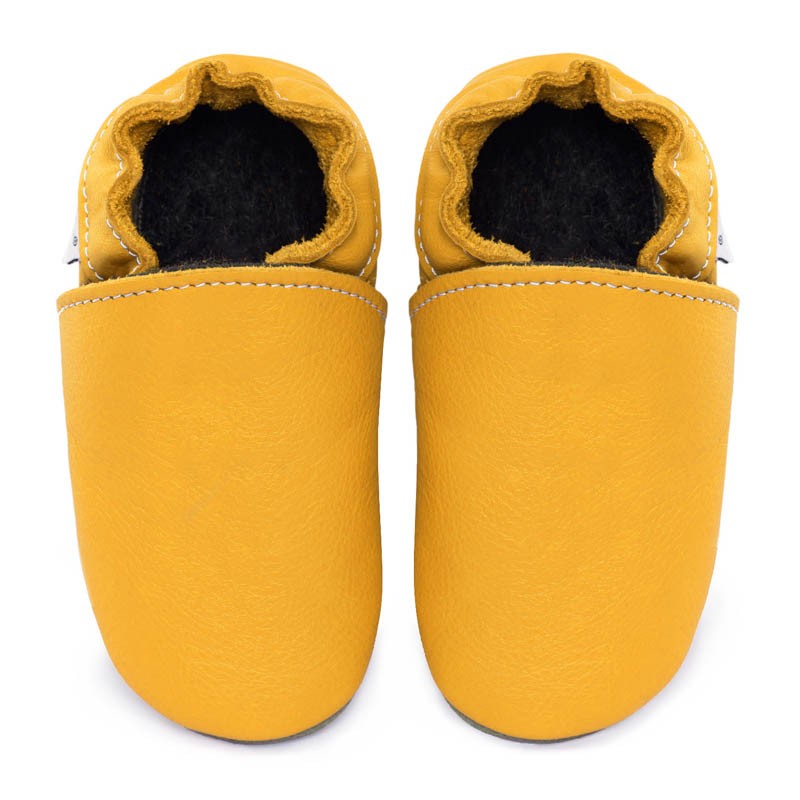 Chaussons cuir FOURRES Jaune bébé/enfant/adulte