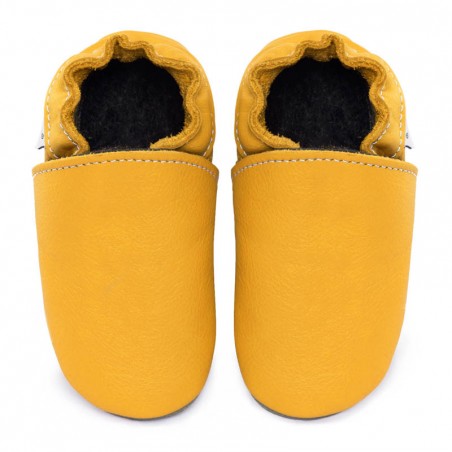 Chaussons cuir FOURRES adulte Jaune