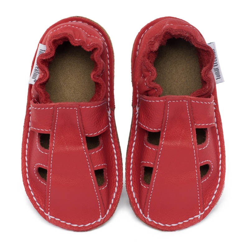 Chaussures cuir Rosso Fueco souples \\"P'tite Gomme été\\", semelle caoutchouc