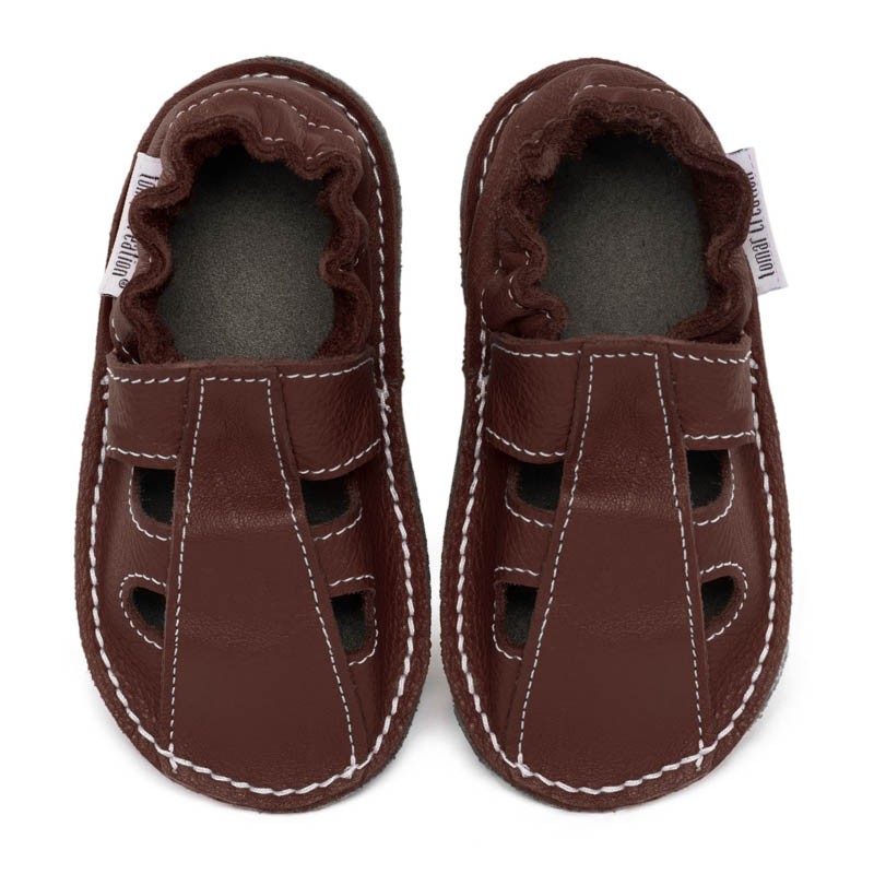 Chaussures cuir Marrons souples \\"P'tite Gomme été\\", semelle caoutchouc