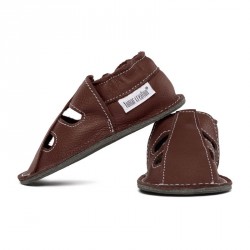 Chaussures cuir Marrons souples \\"P'tite Gomme été\\", semelle caoutchouc