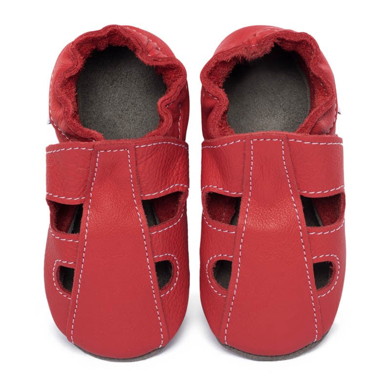 Chaussons cuir été Rosso Fueco (perforés) bébé/enfant/adulte