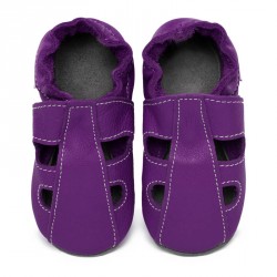 Chaussons cuir été Violet (perforés) bébé/enfant/adulte