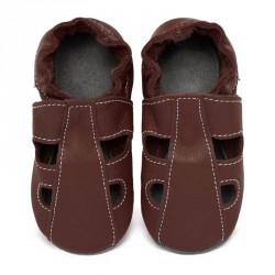 Chaussons cuir été Marron (perforés) bébé/enfant/adulte