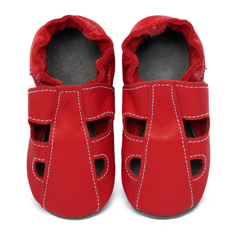 Chaussons cuir souple été Rouge (perforés) bébé/enfant/adulte Chaussons cuir souple été Rouge (perforés) bébé/enfant/adulte