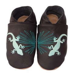 Chaussons cuir bébé, garçon, fille Gecko