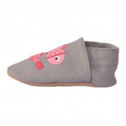 Chaussons cuir bébé Poissons roses