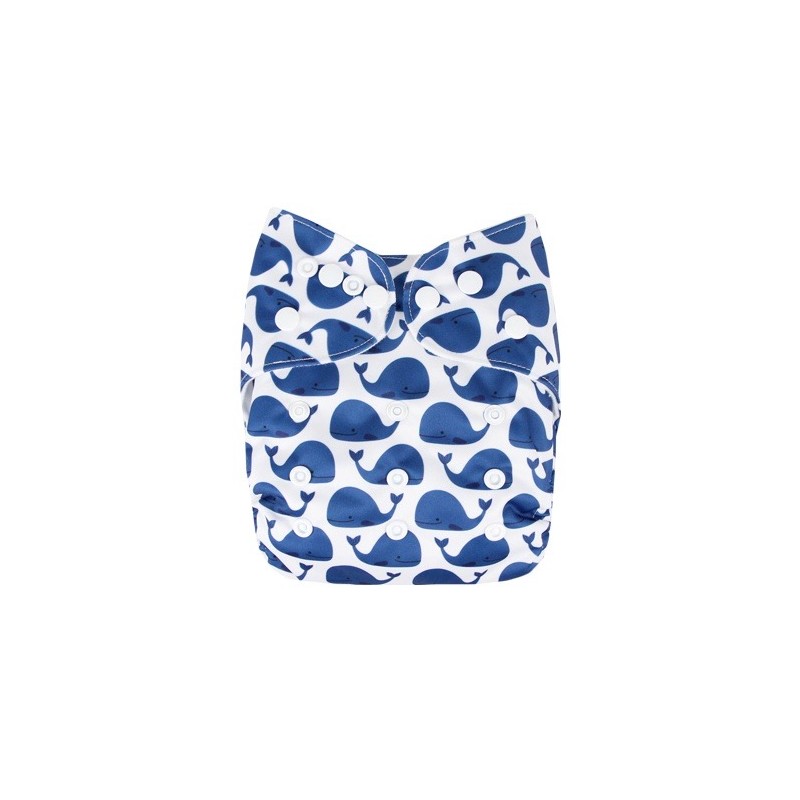 Couche lavable évolutive TE1 à poche \\"Baleine Bleue\\" Couche lavable évolutive TE1 à poche \\"Baleine Bleue\\"