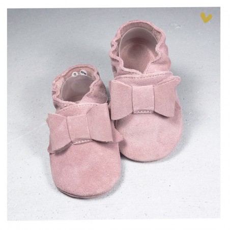 Chaussons cuir souple bébé fille 18 environ bon état - Rose et Chocolat