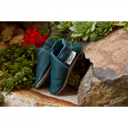 Chaussons cuir souple, cuir végétal, vert, green