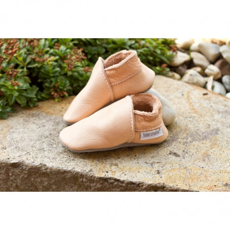 Chaussons cuir souple, cuir végétal, rose, Bahamas sand