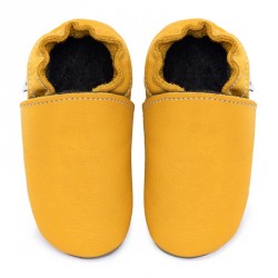 Chaussons cuir FOURRES bébé Jaune