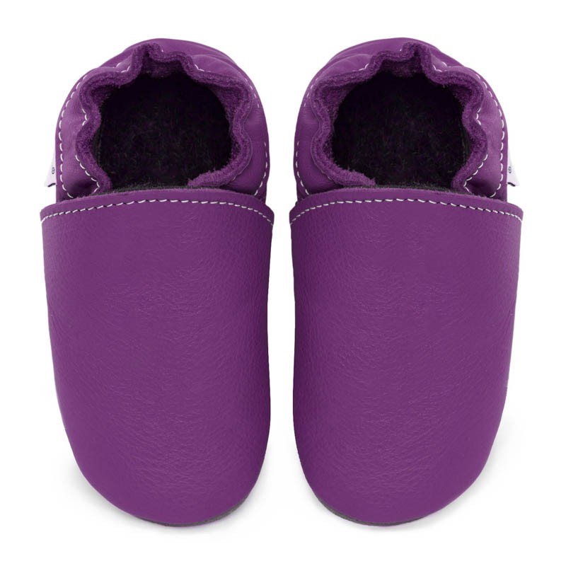 Chaussons cuir souple bébé Violet