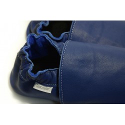 Chaussons cuir FOURRES bébé Bleu roi