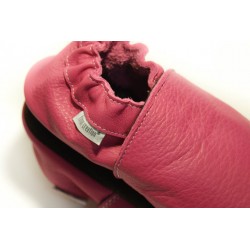 Chaussons cuir souple bébé Rose fushia