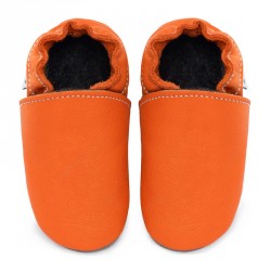 Chaussons cuir bébé Orange Volcan