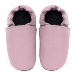 Chaussons cuir souple bébé Rose/Camel