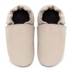 Chaussons cuir FOURRES bébé Creme