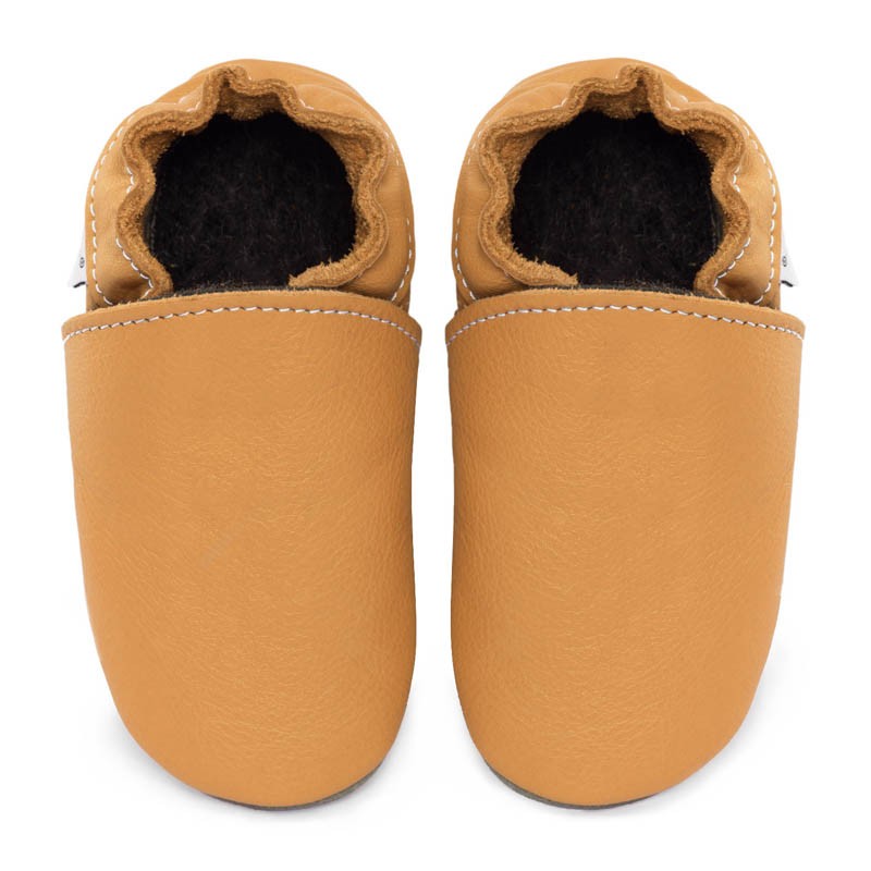 Chaussons cuir FOURRES bébé Savane