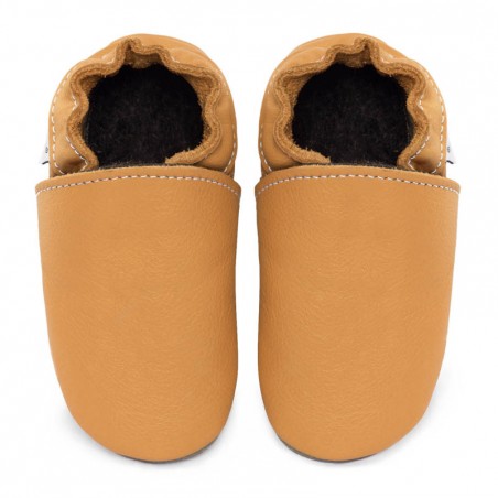 Chaussons cuir FOURRES bébé Savane