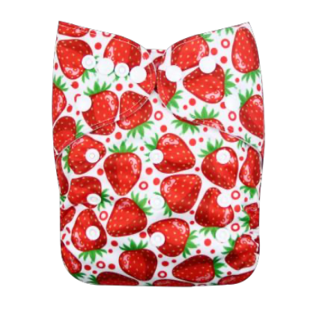 Couche lavable évolutive TE1 à poche "Fraise"