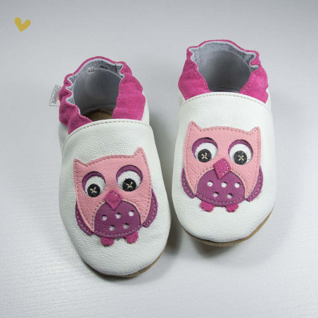 Chaussons cuir souple Hibou