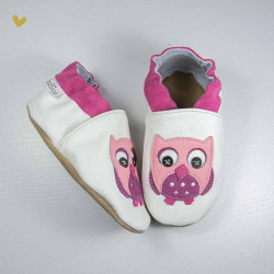 Chaussons cuir souple Hibou